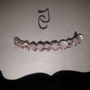 Pink quartz bangle bracelet